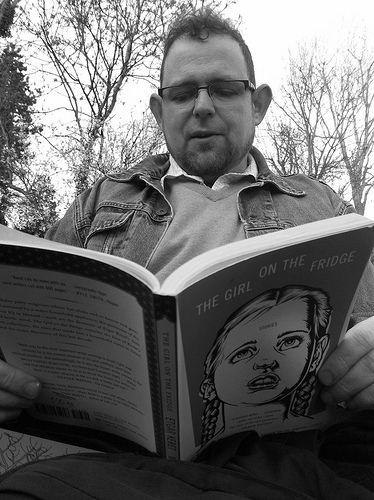 Gus Reading Etgar Keret_B&W by Read Me Something You Love