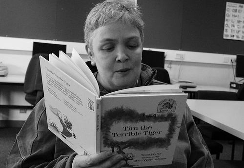 Jane reading me Tim The Terrible Tiger by Read Me Something You Love