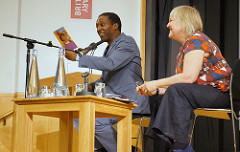 Lemn Sissay reading from his work to Jane Davis of The Reader • <a style="font-size:0.8em;" href="http://www.flickr.com/photos/81015582@N06/7430795800/" target="_blank">View on Flickr</a>
